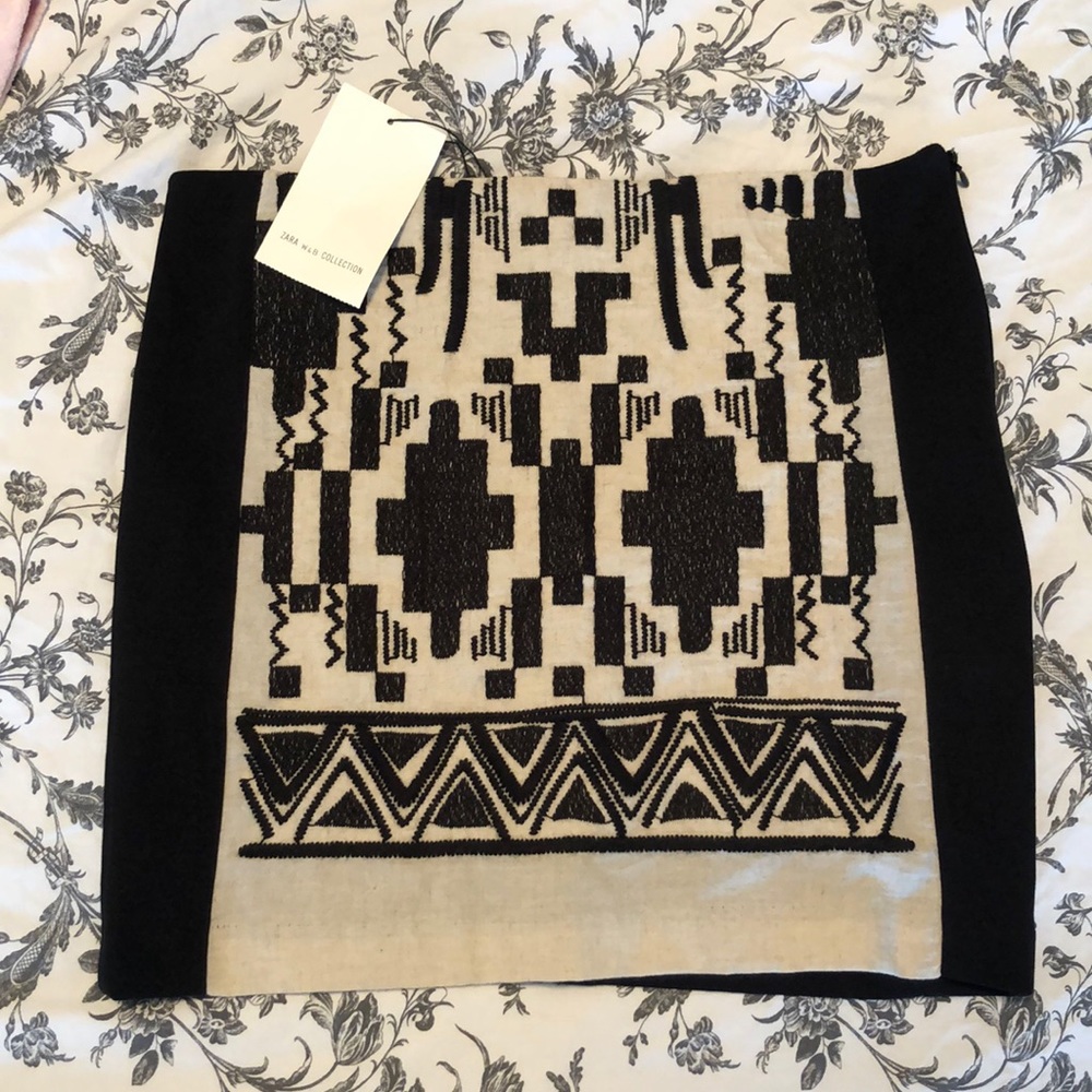 Zara Aztec Embroidered Mini Skirt